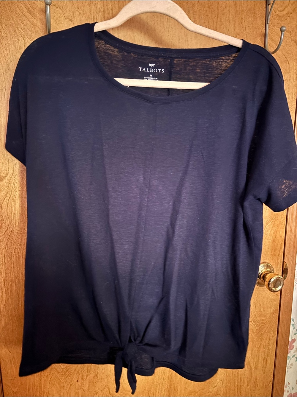 Talbots Navy Short-Sleeve Tie-Front Tee